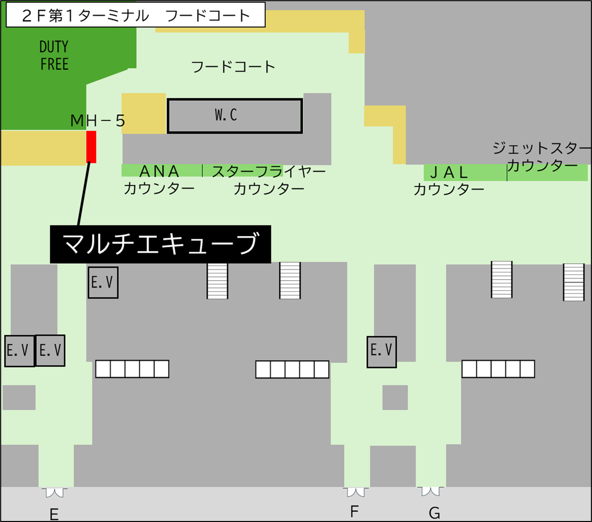 第１ターミナルビル本館２階　フードコート入口付近